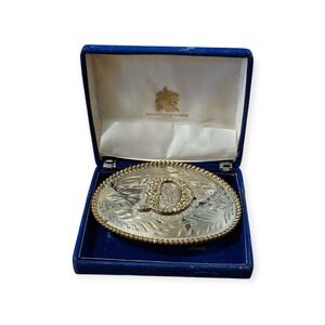 Award design metals silversmith collection oval belt buckle "D" w/case free ship
